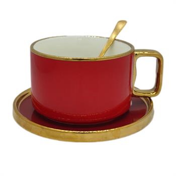 فنجان و نعلبکی چای خوری قرمز